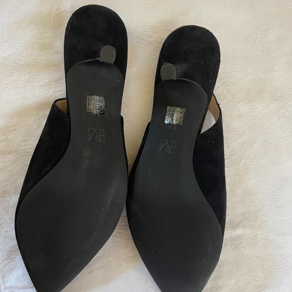 Pelle Moda Kerstin Pump Slim Heels Shoes Black Leather Slingback Size 9 - Picture 3 of 7